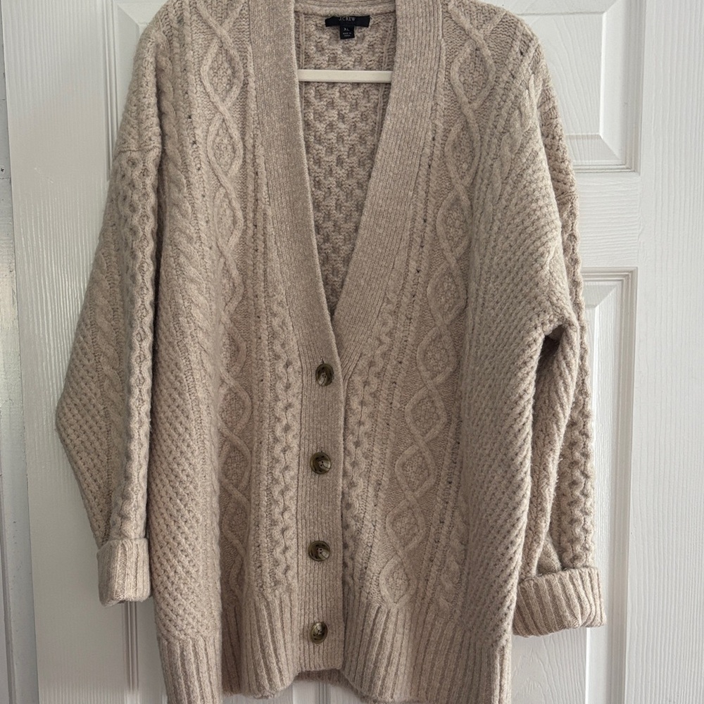 J.Crew Beige Cable Knit Cardigan